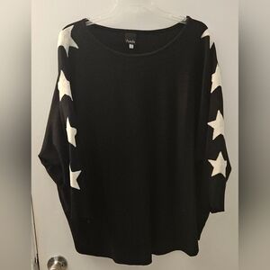 Amelia Black Sweater with White Star Sleeves